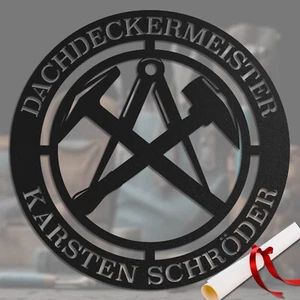 Dachdecker Zunftzeichen Schild -Dachdecker Geschenk mit Wunschtext - Bild 1 von 7