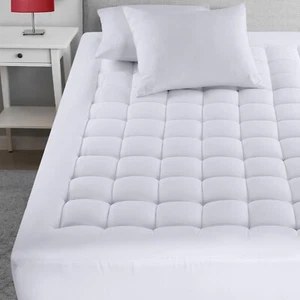 Pillow Top Queen Size Mattress Topper Hypoallergenic Cooling Soft Cover Pad Bed - Picture 1 of 8