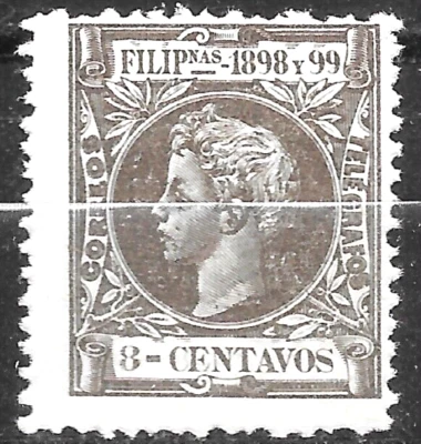 1898  PHILIPPINES FILIPINAS ALFONSO XIII SC#203  TELEGRAPH  MLH OG - Image 1 of 2