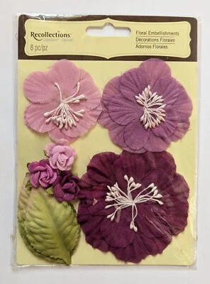 Adornos florales para álbumes de recortes flores y hojas de tela púrpura recuerdos Foto 1 de 2