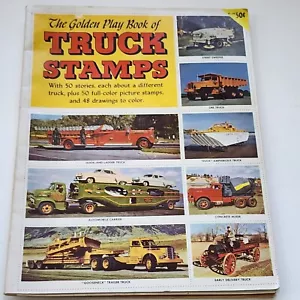 Golden Play Book of Truck Stamps some attached pages few pages colored - Picture 1 of 15
