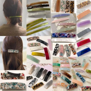 Women Girl Long Barrette Acetate Hair Clip Metal Floral Hairpin Hair Accessorie. - Picture 1 of 68