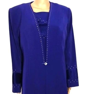 Vintage Caramia Purple Rhinestone 2-piece Jacket and Vest #W103 - Picture 1 of 6