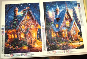 COMPLETED Diamond Art Cottages - Set of 2 - Sealed Unframed -30x40cm - Picture 1 of 4