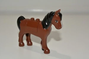 LEGO Animal Land Horse 2 x 2 Cutout Black Mane Tail White Blaze - Picture 1 of 2