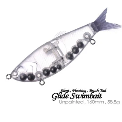 5PCS 16CM 58.8G Floating Silent Glide Swimbait Unpainted Bait Blank Fishing Lure - Image 1 of 4