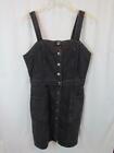 NWT OAT New York Black Overall Denim Dress Button Front Above the Knee
