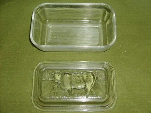Unmarked Clear Refrigerator Container ~ Steer in Pasture Cabin in Background - Picture 1 of 4