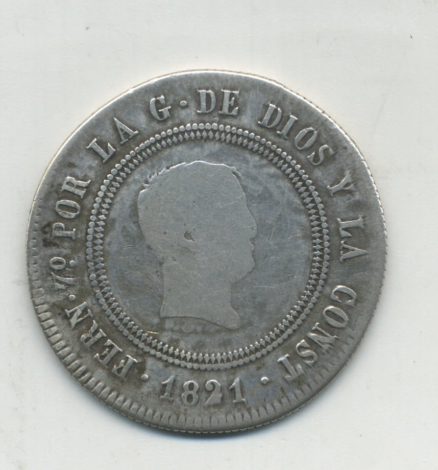 Spain - España 10 Reales de Vellon  1821 Madrid S R  KM 560.2 VF- - Image 1 of 2