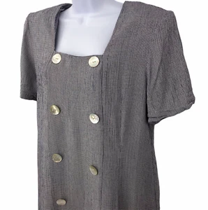 Vintage Micro Houndstooth Womens Dress Size M Button Accent USA Union Made - Picture 1 of 12
