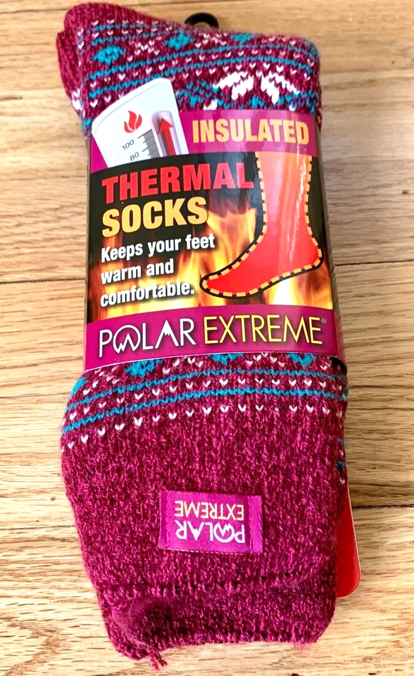 New! Women's Pink/Purple INSULATED "Polar Extreme" Thermal SOCKS  sz 9-11 NWT - Image 1 of 1