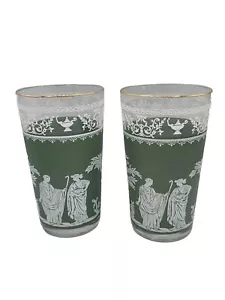 Set di due bicchieri verdi greci Jeanette diaspro ellenici Wedgwood - Foto 1 di 7