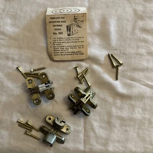 Soss unsichtbare Scharniere 203 - Messing - Anleitung & Schablone - Box mit 3 mit Schrauben - Bild 1 von 2