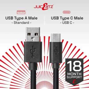 USB Type A to Type-C Charger Data Cable Android USB-C Fast-Charge 1.8m Grey x2 - Picture 1 of 5