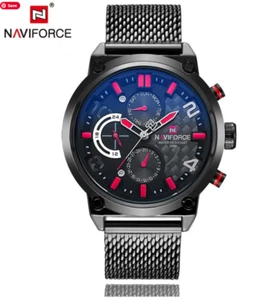 Carbon Fiber Wrist Watch Quartz Japan Seiko Movement Stainless Mesh Band Red - Picture 1 of 4