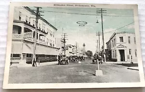 1920s-30s Oconomowoc WI Milwaukee Street Scene Cars Majestic Hotel Unposted - Picture 1 of 2