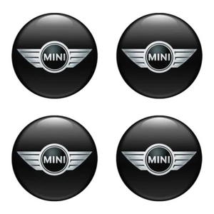 4x MINI Cooper Emblem Silicone Self-Adhesive Sticker Badge Wheel Cap Decal - Picture 1 of 3