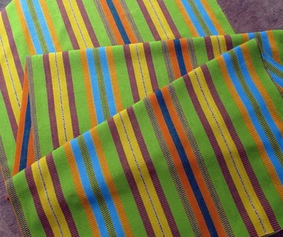 Guatemalan Ikat Fabric - Citrus Stripe  - hand woven   - yardage   - Image 1 of 3
