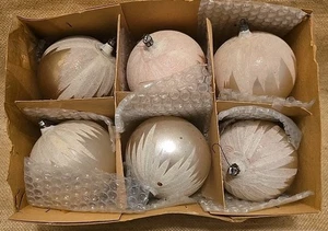"6 bolas de vidrio de mercurio jumbo pintadas de mica Alemania de colección adornos de Navidad 4""" - Imagen 1 de 13