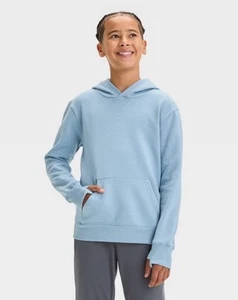 Boys Fleece Hooded Sweatshirt All In Motion XS 4/5 New Soft Blue Gray - Picture 1 of 7