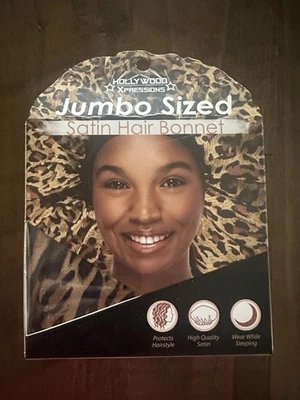 Gorro de pelo tamaño jumbo estampado leopardo satinado jumbo gorro de pelo nuevo Foto 1 de 3