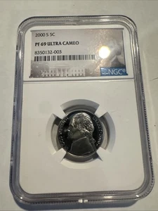 2000-S Proof Jefferson Nickel, Graded PF69UC NGC * Portrait Label - Picture 1 of 2