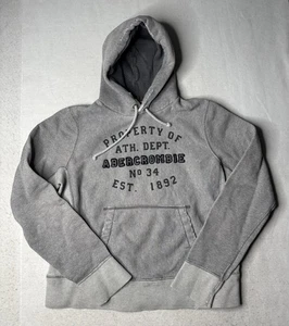 Abercrombie & Fitch Hoodie Herren Large grau distressed Y2K adretter Pullover schwer - Bild 1 von 5