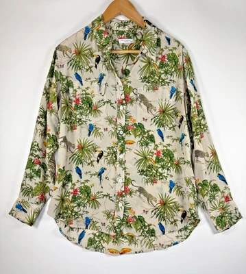 Equipment Signature Forest Succession Silk Blouse Medium Ivory Jungle Tropical - Image 1 of 4