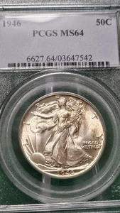 Medio dólar Walking Liberty 1946 50C MS64 ¡Gran tono! - Imagen 1 de 6