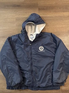 Vintage 90s US Air Force Nylon Full Zip Lined Hooded Jacket Navy Blue 2XL - Picture 1 of 10