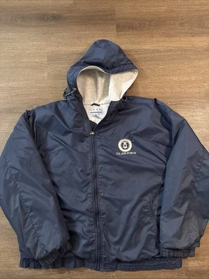 Chaqueta con Capucha De Colección Años 90 Fuerza Aérea de los Estados Unidos Nylon Cremallera Completa Forrada Azul Marino 2XL Foto 1 de 4