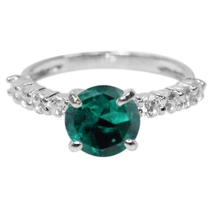 585er Weißgold 1,30Kt 100% Natürlich Grün Smaragd IGI Zertifiziert Diamant Ring - Bild 1 von 4