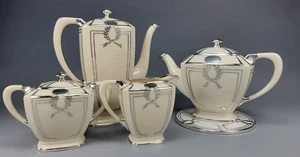 LENOX BELLEEK SILVER OVERLAY TEA COFFEE TRIVET SET 8 PIECES - Picture 1 of 7