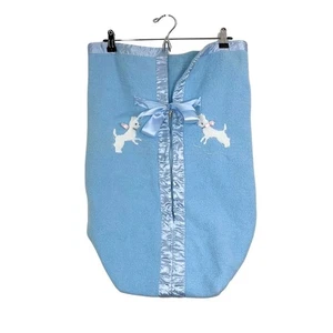 Conjunto de saco de dormir y capa con capucha azul satinado vintage años 30 Baby Bunting - Imagen 1 de 13