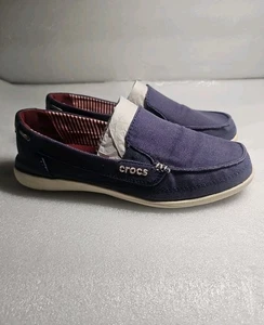 Crocs Walu Canvas Loafer Slipper Schuhgröße 9 Bootsdeck blau maritim  - Bild 1 von 11