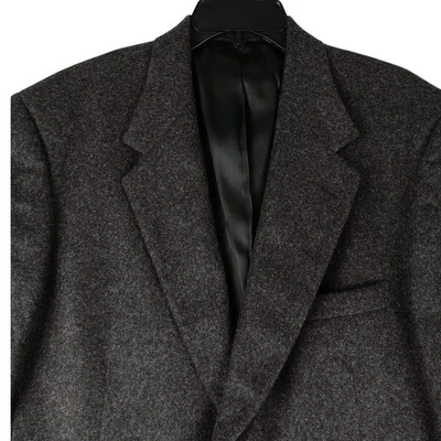Roundtree & York Camel Hair Sport Coat 44R Black Single Vent Two Button Casual - Image 1 of 4