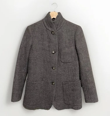 Abrigo Emporio Armani 36 XS Mezcla Lana Gris Botón Vintage Foto 1 de 4