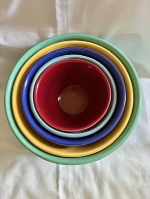 SET OF 5 Bauer Hi-Fire RING WARE Mixing Nesting Bowls VINTAGE 12, 18, 24, 30, 36 - Image 1 of 4