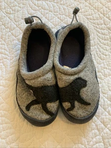 LL Bean Kinder Größe 12-13 weiche Wildlederunterteile Hausschuhe Mokassins grau grau Hund - Bild 1 von 6