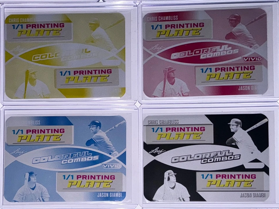 Juego de 1/1 placa de impresión Leaf Vivid Baseball Chris Chambliss Jason Giambi 2025 Foto 1 de 1