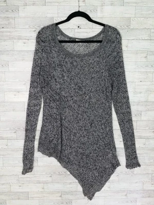 Top tejido de malla de lino asimétrico Eileen Fisher para mujer talla XL negro gris Foto 1 de 4