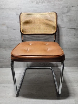 Vintage Jebco Mid Century Modern Rattan /Vinyl Dining Chair Made In USA Kentucky - Image 1 of 4