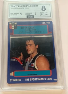 1990 Stimorol Tony "Pluger" Lockett Card #135 - St Kilda - OCE Graded 8 - NM-MT - Foto 1 di 1