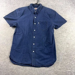 Camisa Levis Para Hombres Abotonada Manga Corta Mediana Azul Lunares Ajuste Regular Bolsillo - Imagen 1 de 8