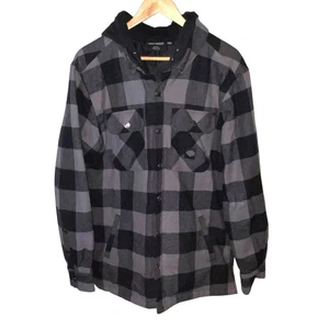 Harley Davidson Motorcycles Hemdjacke Herren schwarz grau kariert Kapuze Gr. M - Bild 1 von 7