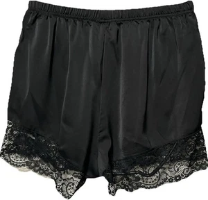 Half Slip Shorts Black Lace Trim Pettipant Bloomers Split Underwear Woman LARGE - Picture 1 of 6