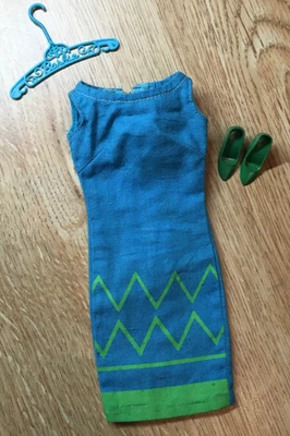 Vintage Mattel 1965-67 Barbie #1620 "Junior Designer" Dress & Green Spike Heels - Image 1 of 3