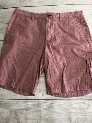 Pantalones Cortos Banana Republic Para Hombres 34 Rojo Jaspeado Aiden Lino Algodón Chino Frente Plano Foto 1 de 4