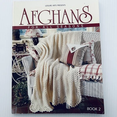 Afghans For All Seasons Crochet Pattern Book 2  Softcover By Leisure Arts Throw - Image 1 of 4