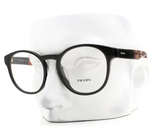 Prada Eyeglasses VPR 16TF 1AB-1O1 Glasses Glossy Black on Tortoise 52mm w/pouch - Picture 1 of 6
